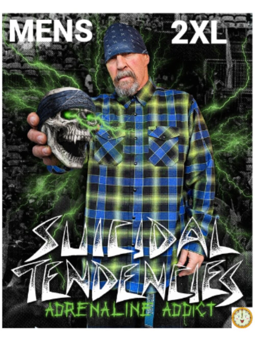 DIXXON x SUICIDAL TENDENCIES-ADRENALINE ADDICT Collab Flannel Shirt - Men's 2XL